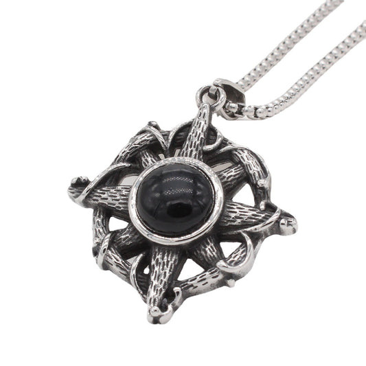 Planderful Cross Pendant Unisex Titanium Steel Black Stone Protection Statement Durable Craft Jewelry For Everyone