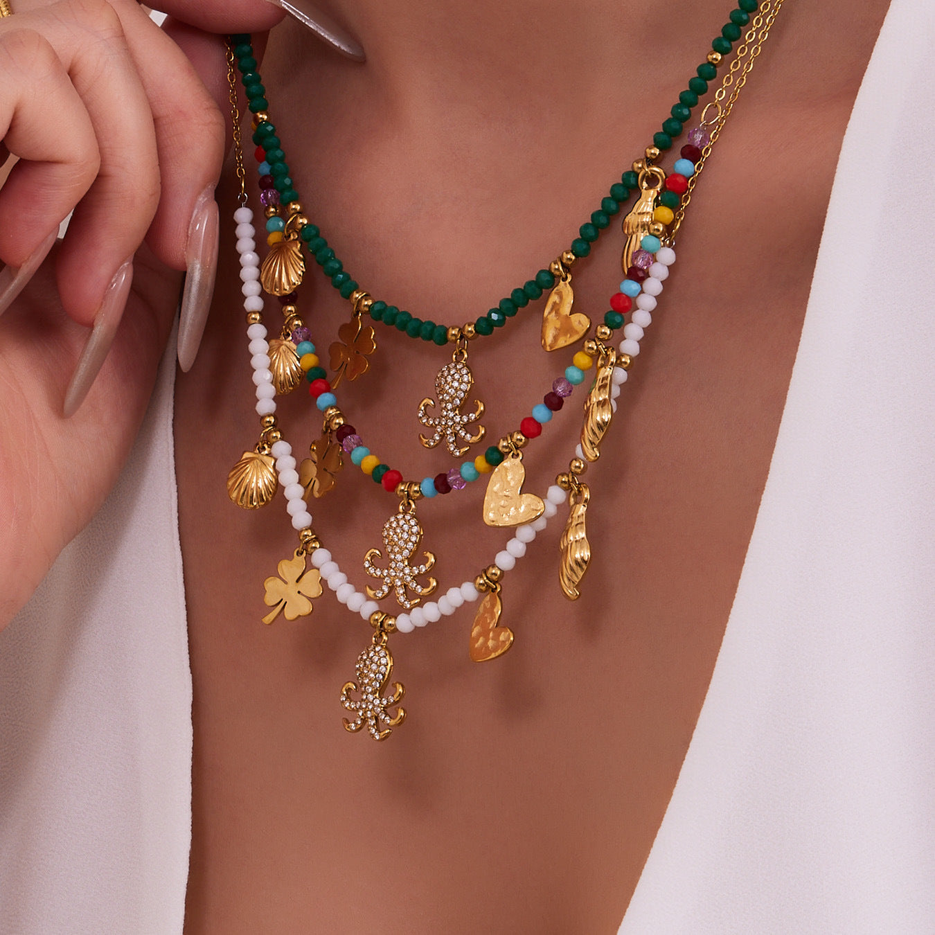 Planderful Ocean Octopus Pendant Necklace Zirconium Women