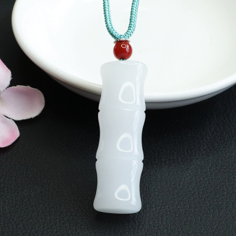 Golden Silk Jade Bamboo Pendant