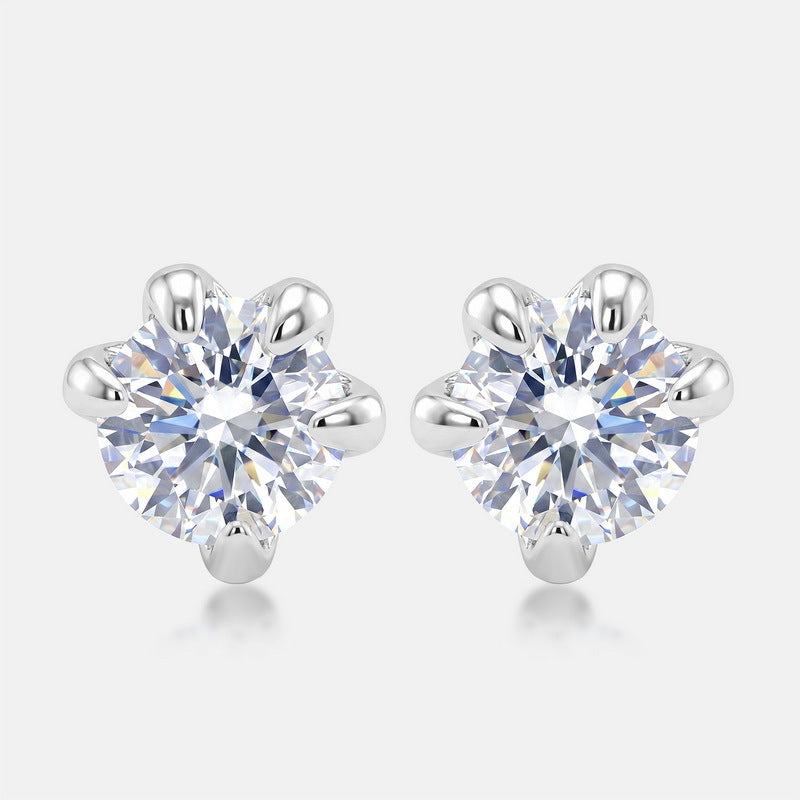 S925 Sterling Silver Moissanite Dragon-Scale Stud Earrings