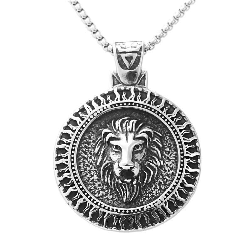 Punk-Inspired Titanium Steel Lion King Pendant Necklace for Men - Retro Trendy Design