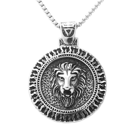 Punk-Inspired Titanium Steel Lion King Pendant Necklace for Men - Retro Trendy Design