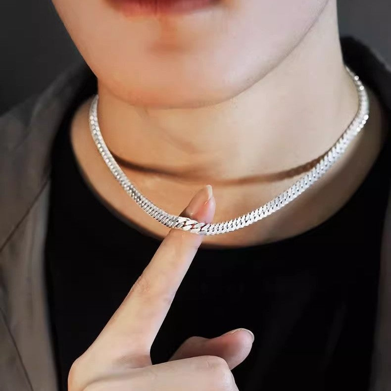 Planderful Jewelry Mens Titanium Steel Cuban Chain Necklace Premium Hip Hop Style Gift