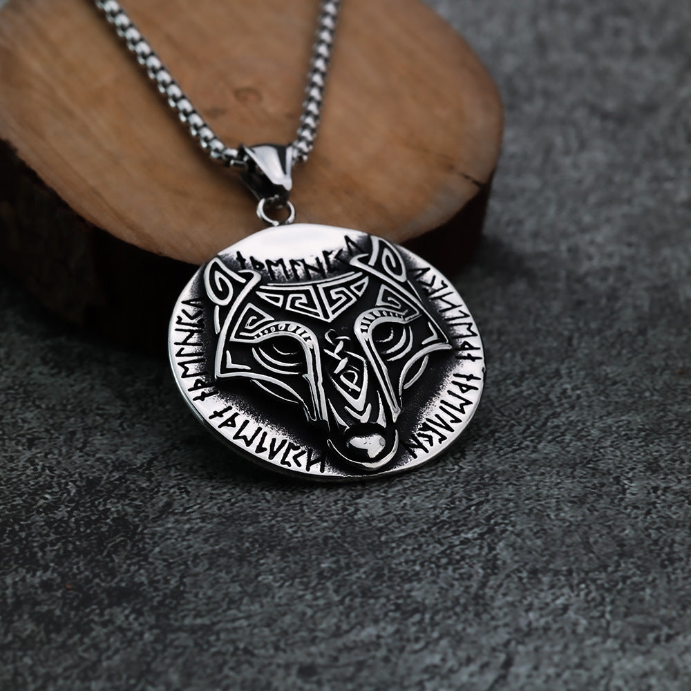 Nordic Viking Pendant Celtic Wolf Rune Men's Necklace Jewelry