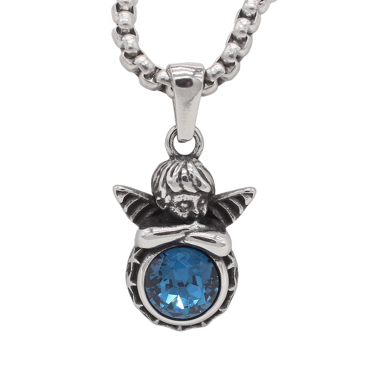 Planderful Everyday Genie – European and American Retro Little Angel Eros Titanium Steel Pendant Necklace for Men