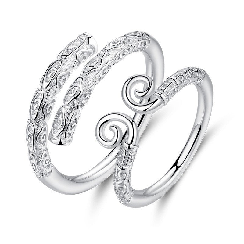 S925 Sterling Silver Black Myth Wukong Couple Ring — Adjustable