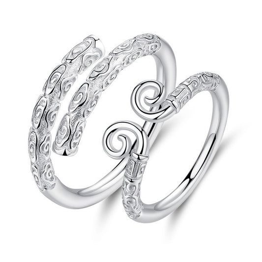 S925 Sterling Silver Black Myth Wukong Couple Ring — Adjustable