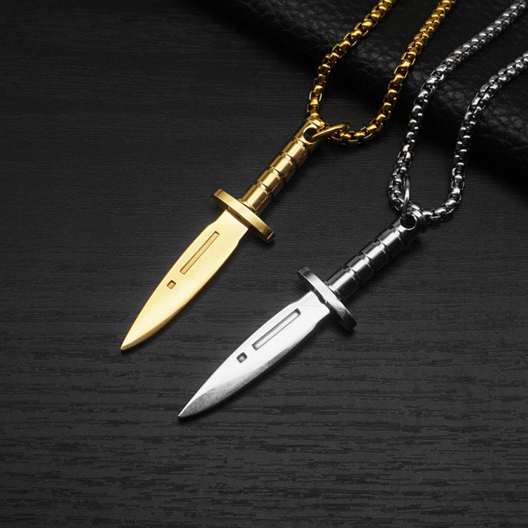 Planderful Dagger Pendant Necklace Stainless Steel Personalized For Men Edgy Punk Retro Jewelry