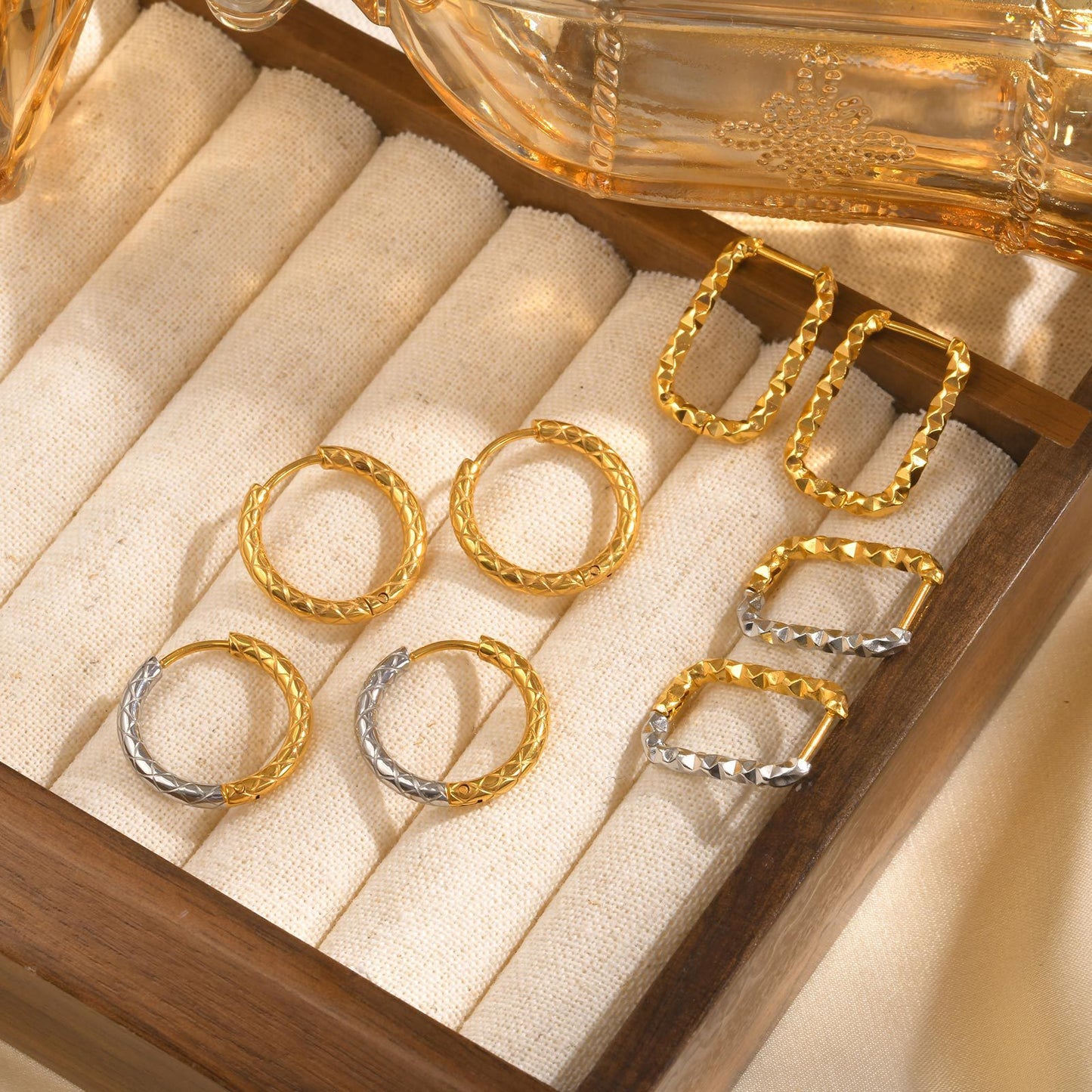 Jewelry Stainless Steel Geometric Rhombus Earrings Gold Ladies