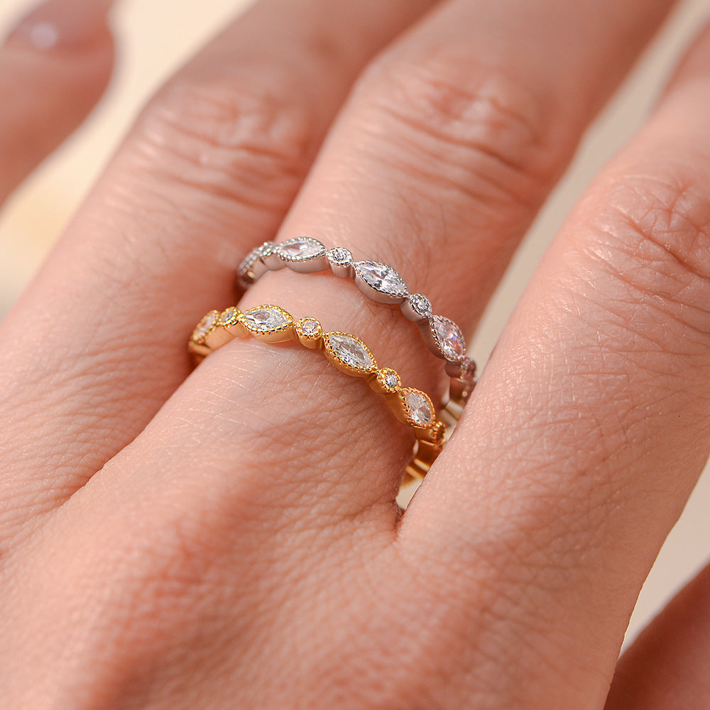 S925 Sterling Silver Zircon Ring, Stacked Ring Jewelry,