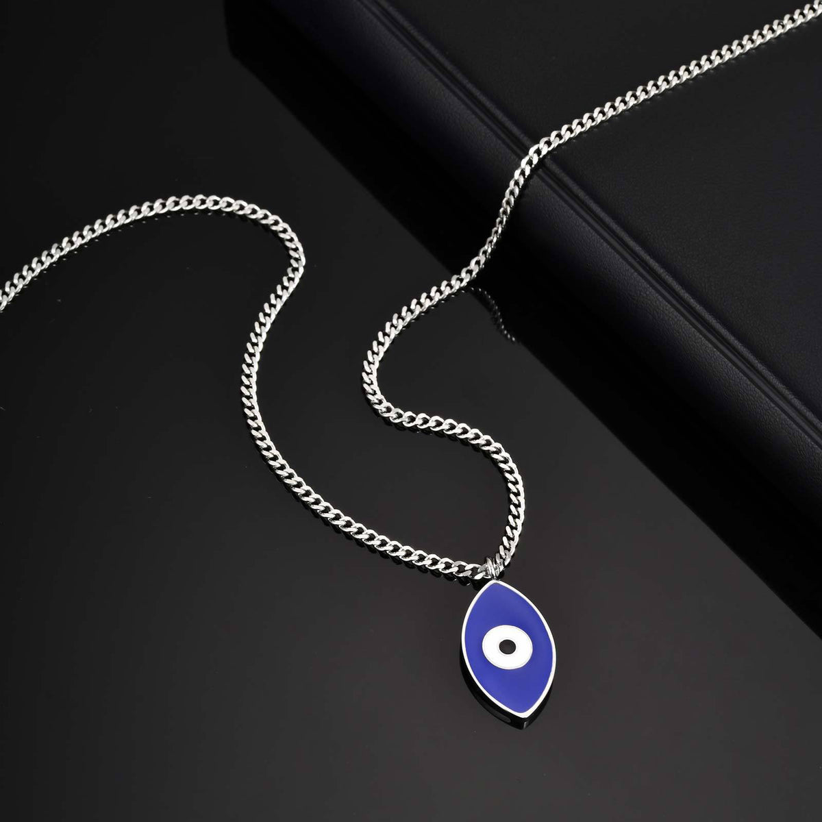 In Europe & America Men's Street Hip Hop Stainless Steel Corrosive Epoxy Devil's Eye Necklace