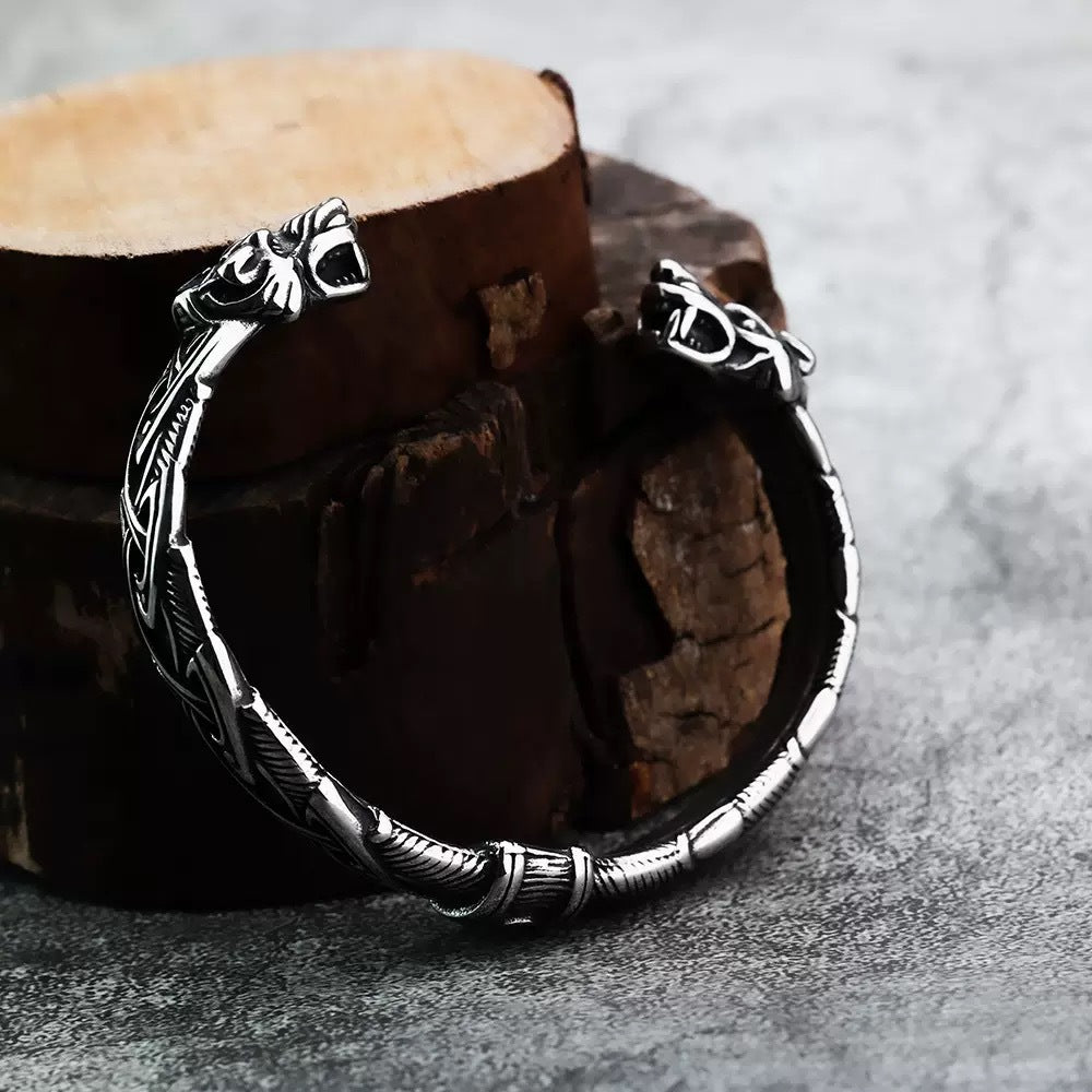 Viking Wolf Head Bracelet Planderful Everyday Genie For Men Steel Jewelry Retro Durability