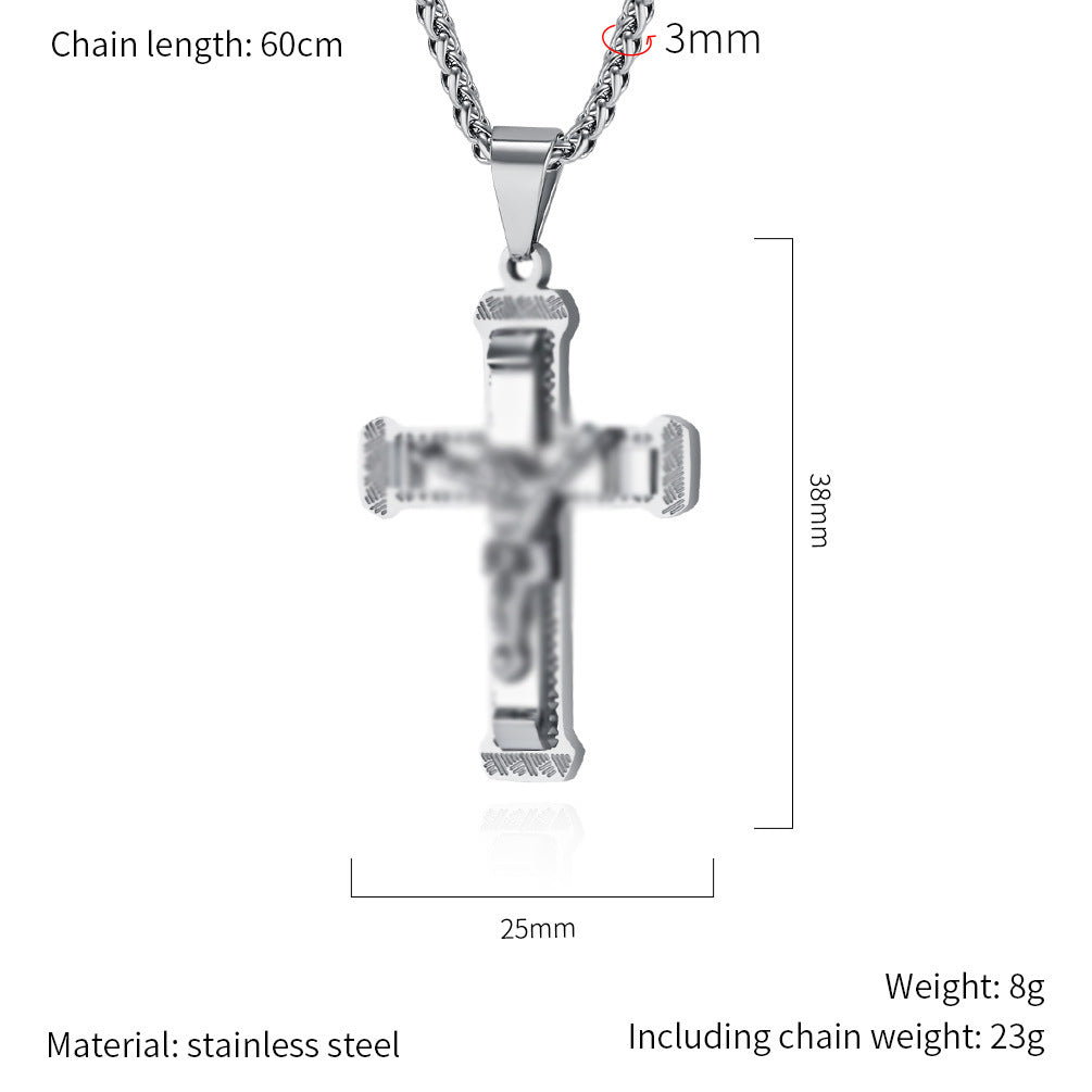 Planderful Hip Hop Cross Necklace Titanium Steel For Men Versatile Pendant Everyday Genie Collection