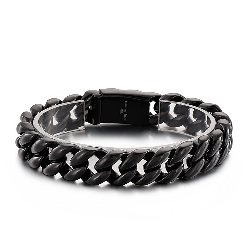 Sleek and Bold 18k Titanium Steel Men's Bracelet with Vacuum Electroplating
