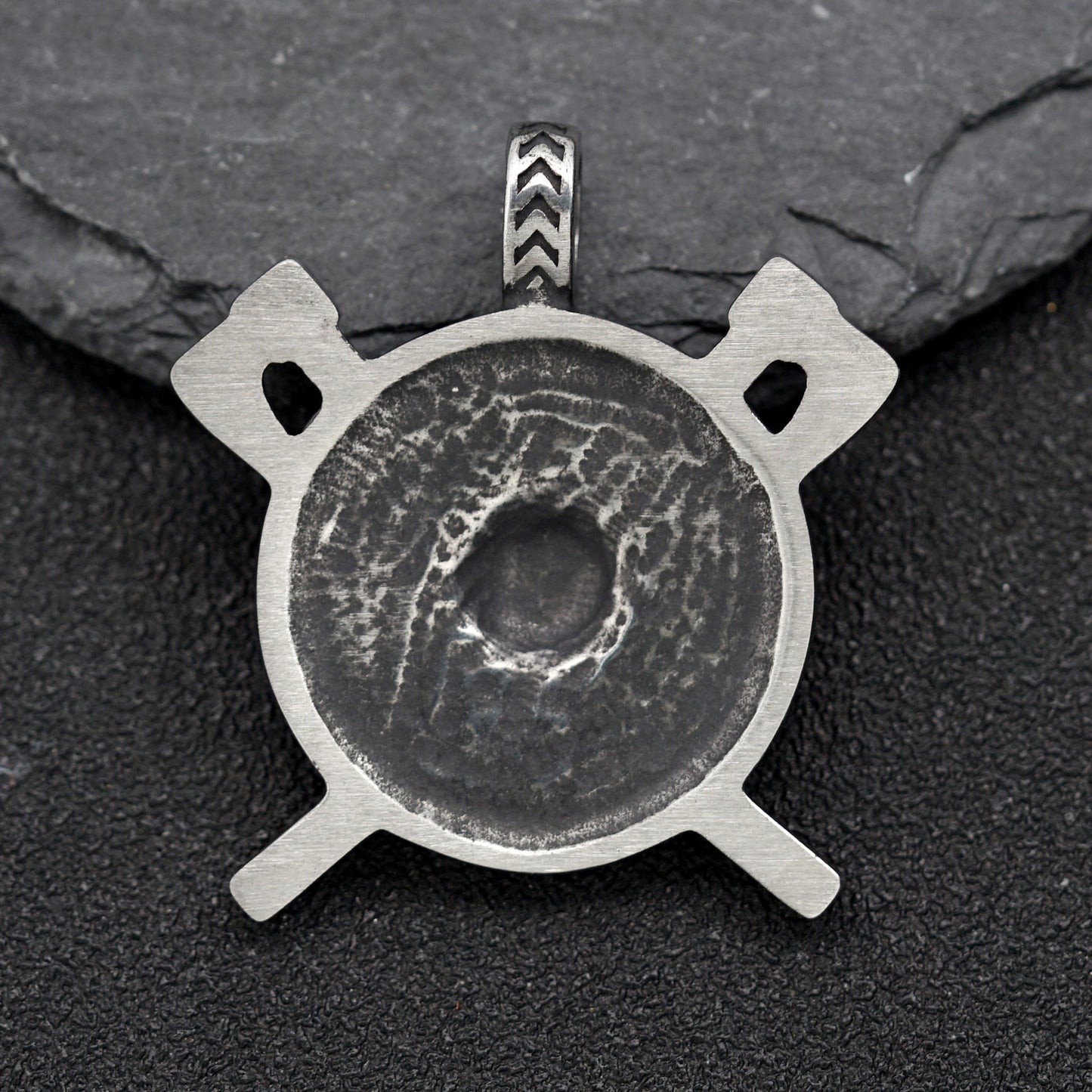 Steel Necklace - Vintage Viking Shield Pendant For Men By Planderful Everyday Genie Collection