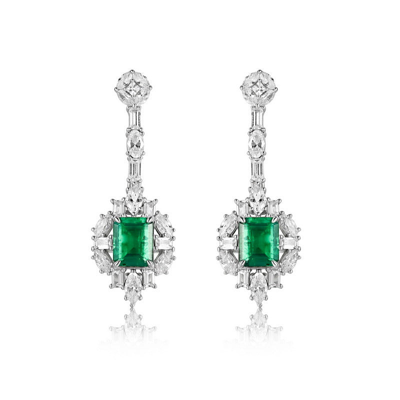 S925 Sterling Silver Lab-Grown Gemstone Signature Stud Earrings