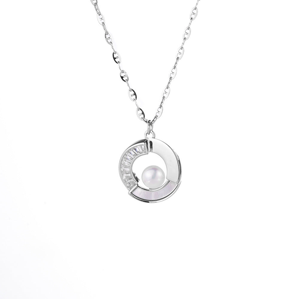 Sterling Silver Necklace Women's Pearl Collarbone Chain 925 Silver Jewelry