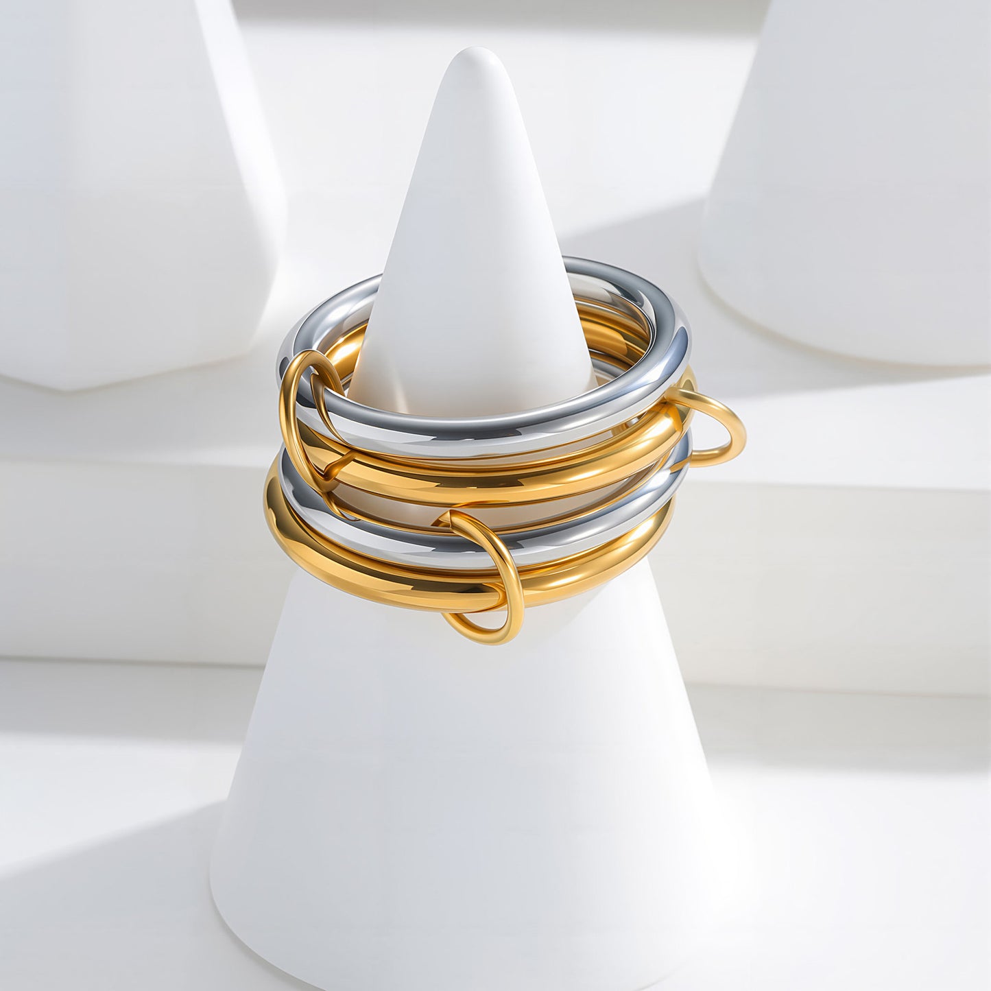 Planderful Four Layer Stacked Ring For Women 18K Gold Plated