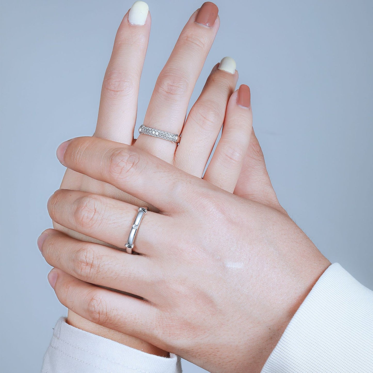 Nostalgia Couple Ring Set of Sterling Silver Wedding Rings