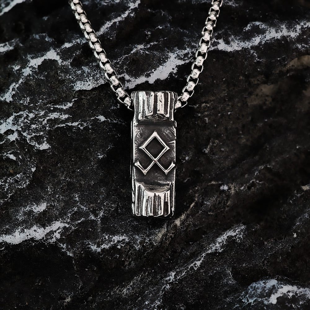 European And American Jewelry Wholesale Titanium Steel Necklace Viking Rune Pendant For Men