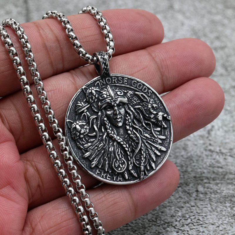 Viking Pendant Retro Stainless Steel Unisex Double Sided Norse Totem Necklace Planderful Norse Legacy