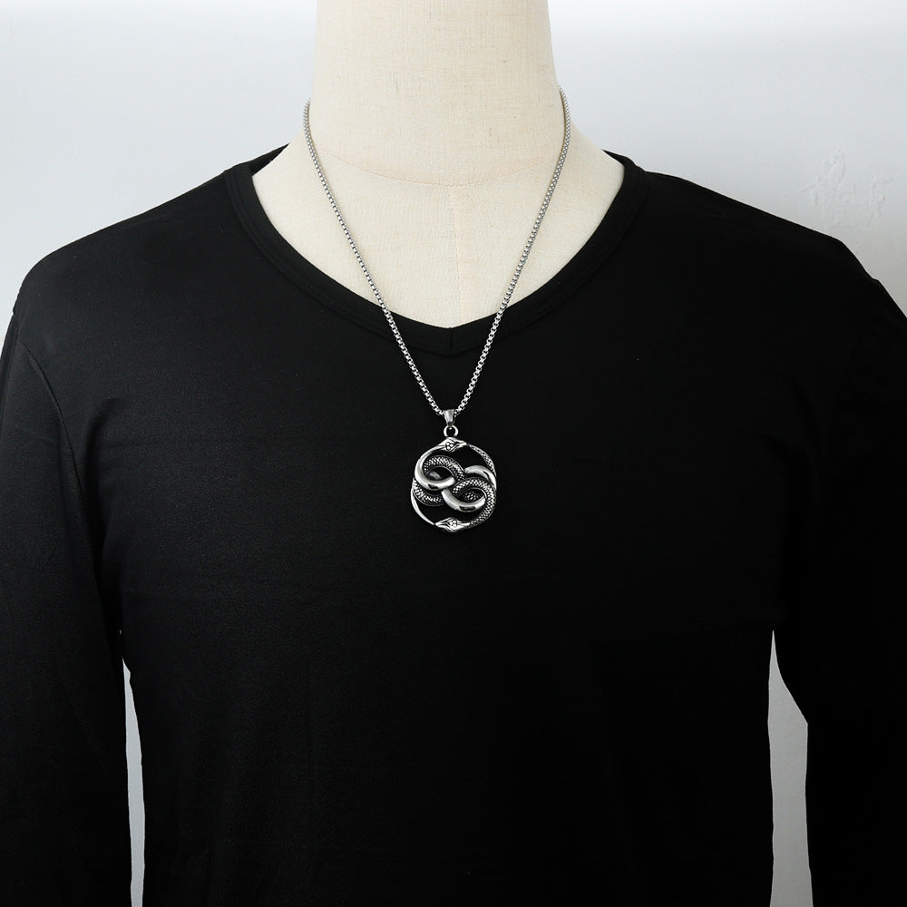 European And American Stainless Steel Snake Pendant Necklace