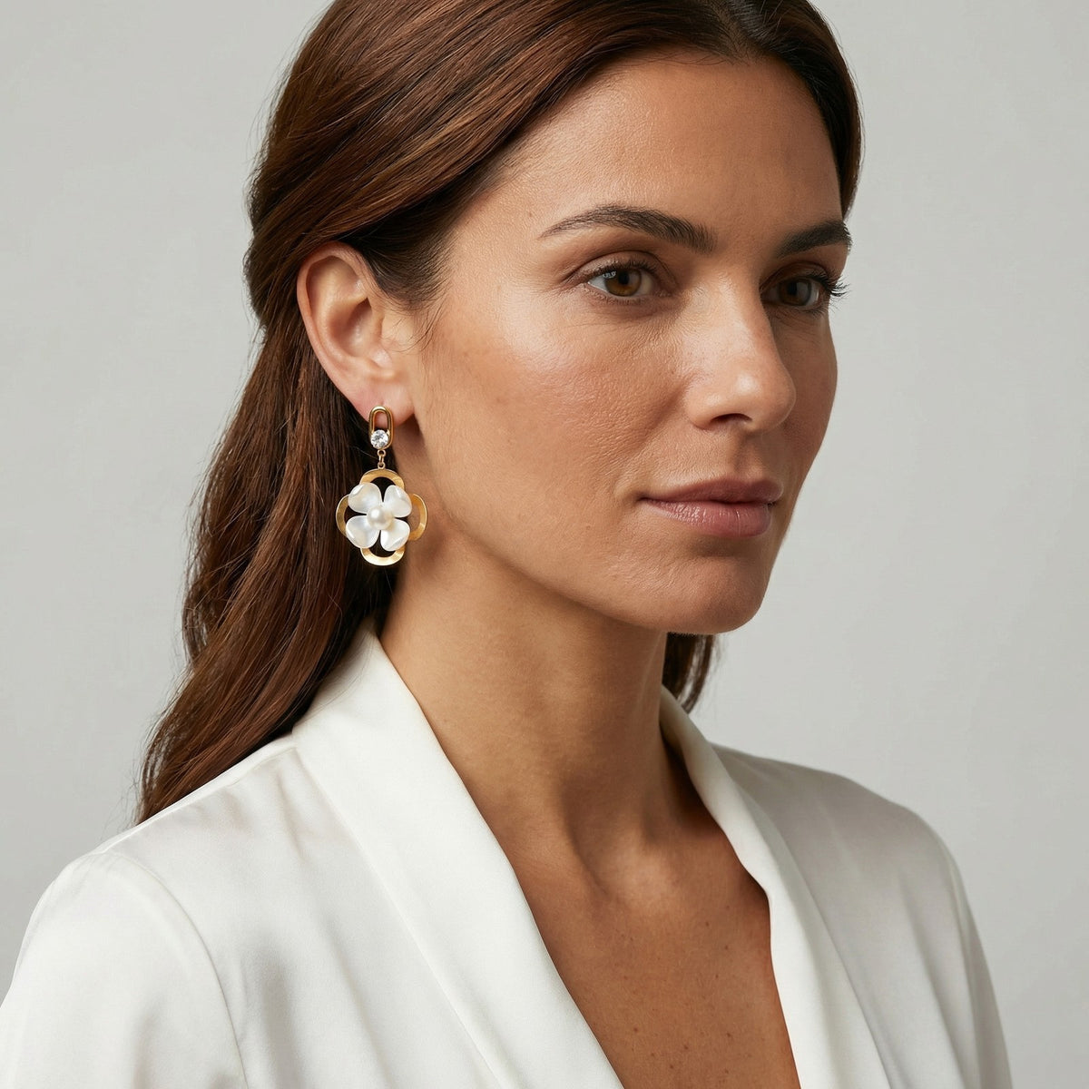 Gold-Tone Butterfly Pearl Chain Tassel Earrings