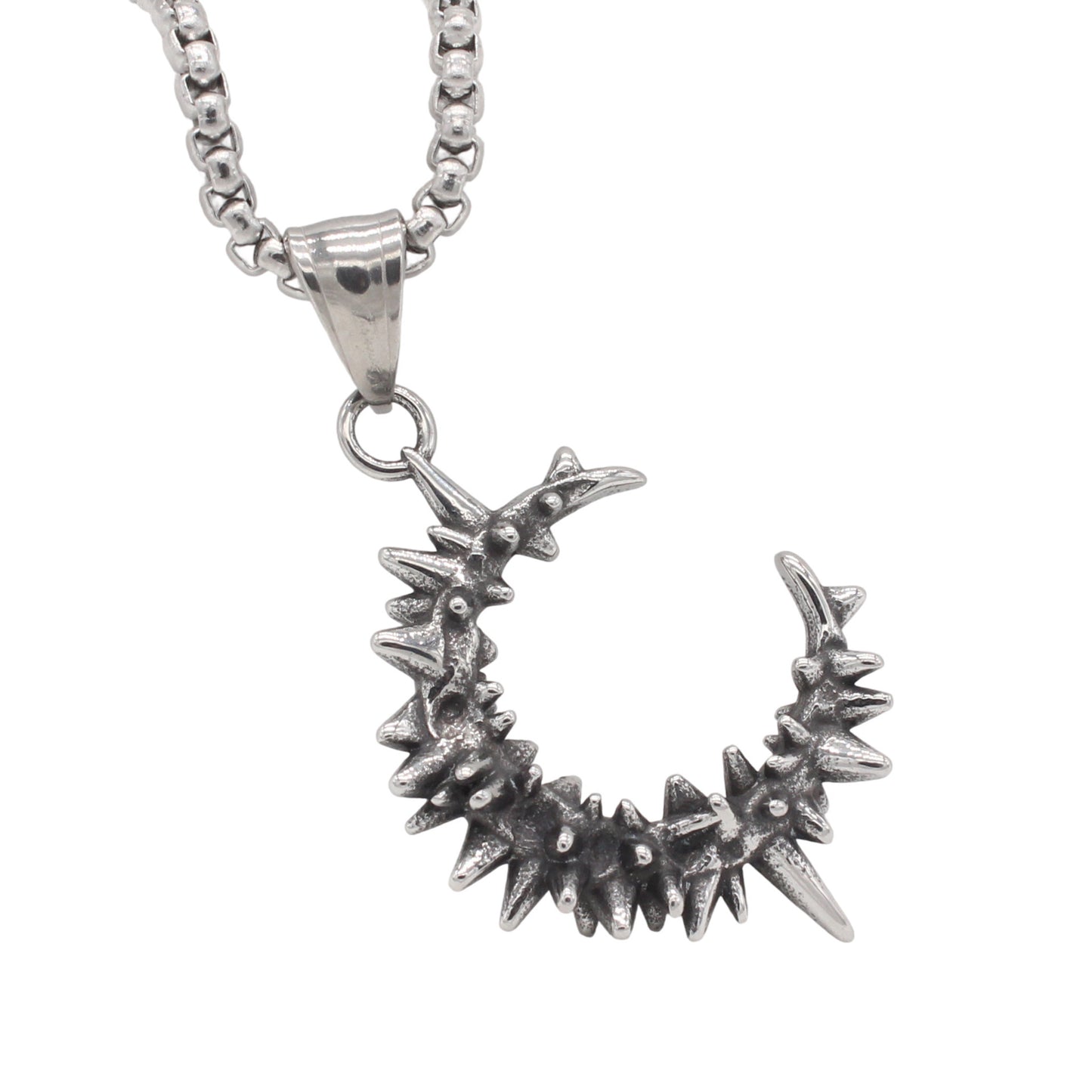 Planderful Everyday Genie – European and American Retro Moon Men's Titanium Steel Pendant Necklace for Men