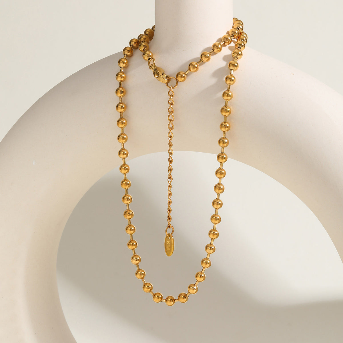 Stainless Steel Bead Chain – Gold Necklace – Women's Minimalist