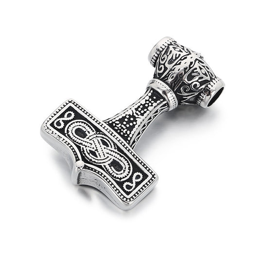 Planderful Thor Hammer Pendant Titanium Wolf Head Bold Men