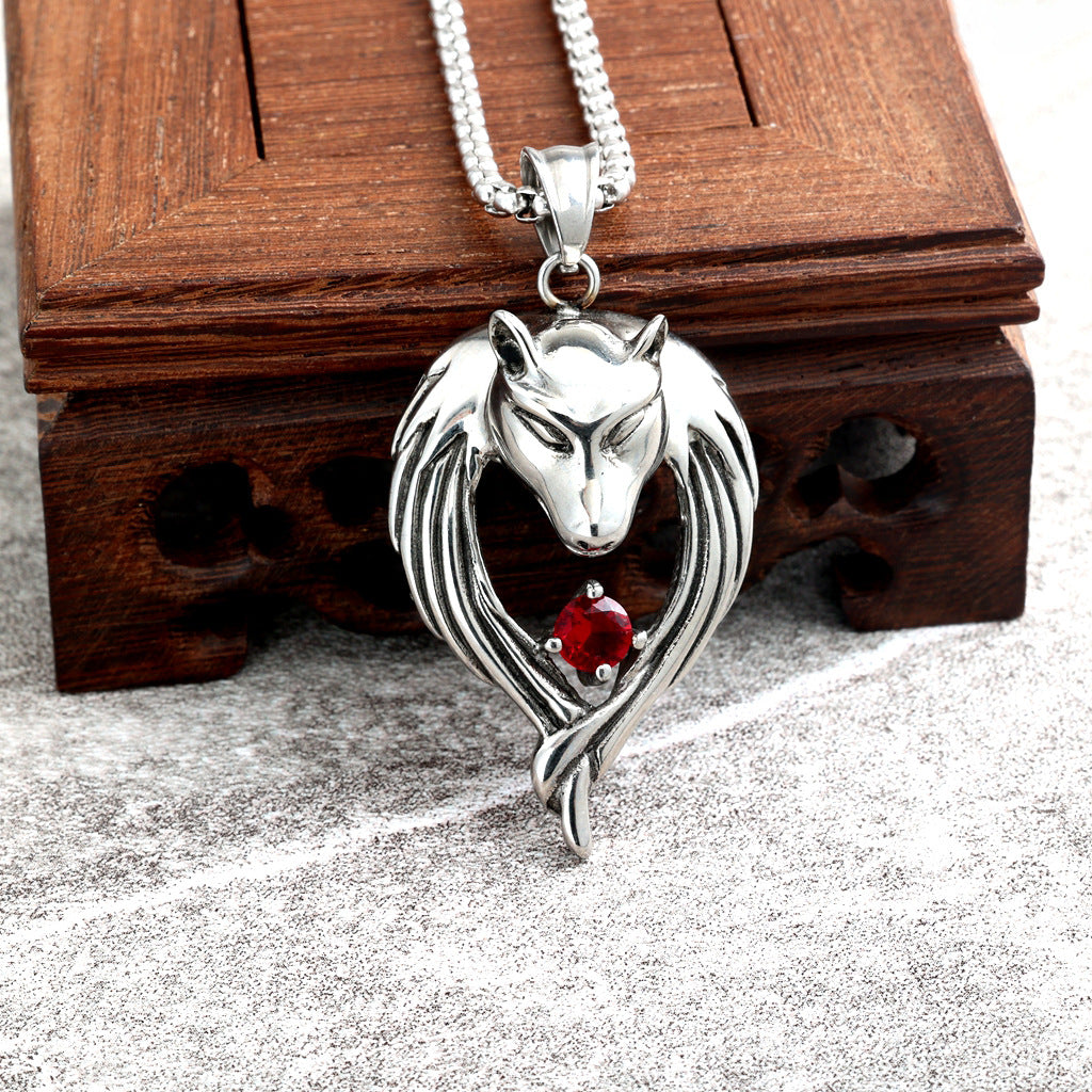 Punk Wolf Stainless Steel Men's Pendant Necklace