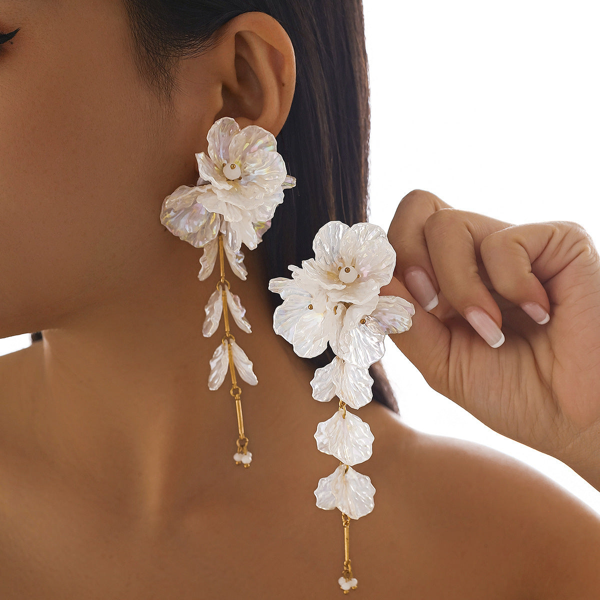Planderful Vienna Verve 3D Floral Tassel Earrings For Women Colorful Scallop Design
