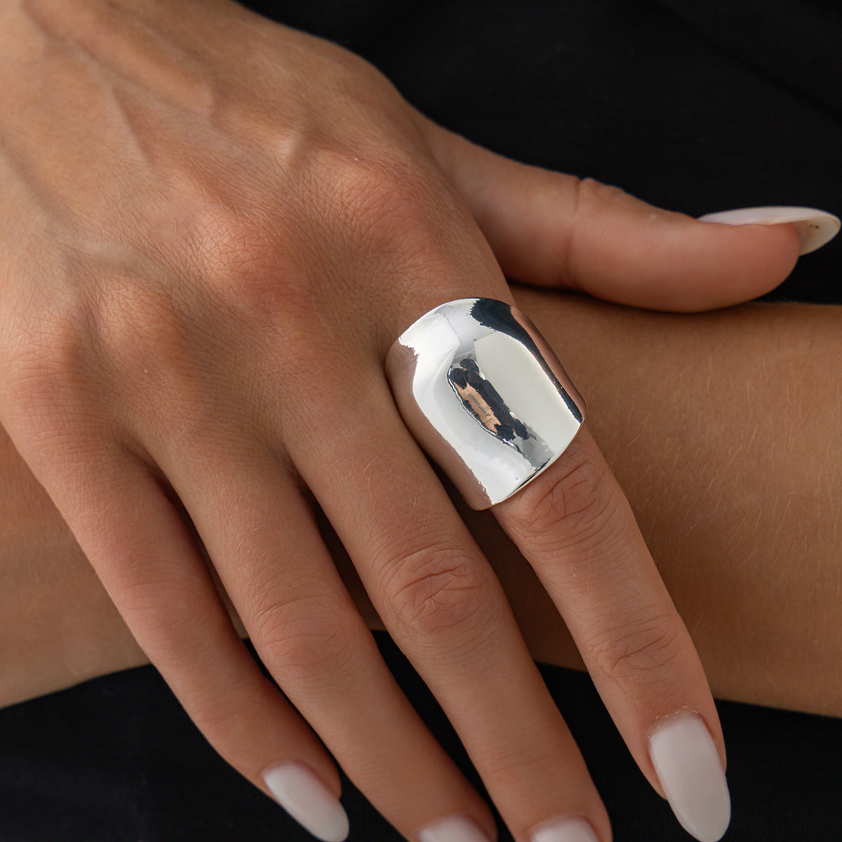 Planderful Vienna Verve Bold Geometric Resin Stone Square Ring for Women Large Wide Surface Statement Jewelry