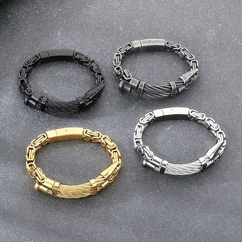 Design Braided Wire Steel Wire Nail – Punk Rock Emperor Chain Titanium Steel Men's Bracelet