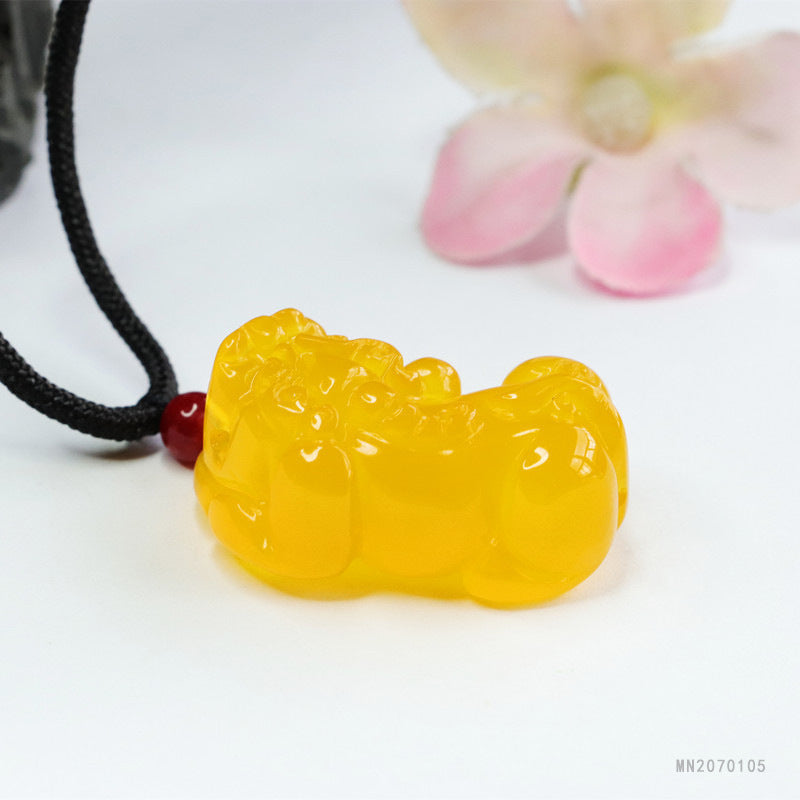 Yellow Chalcedony Pixiu Pendant