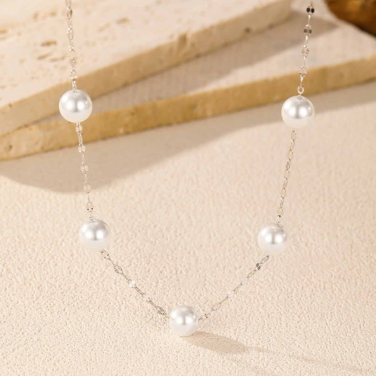 925 Sterling Silver Pearl Clavicle Necklace