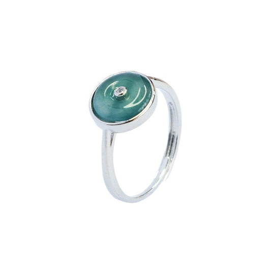 Blue Water Jadeite Peace Buckle 9 mm Ring