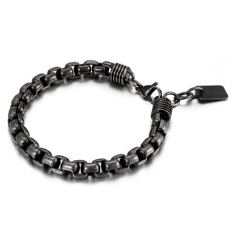 Punk Style Men's Stainless Steel Square Pearl Bracelet – Men's Titanium Steel Design