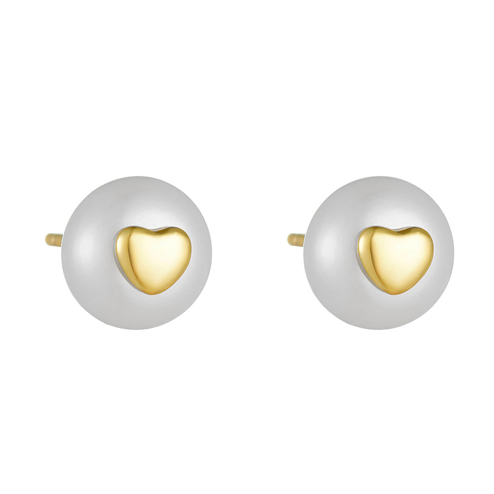 S925 Sterling Silver Xiaoxiangfeng Natural Pearl Stud Earrings French Premium Heart Earrings Ear