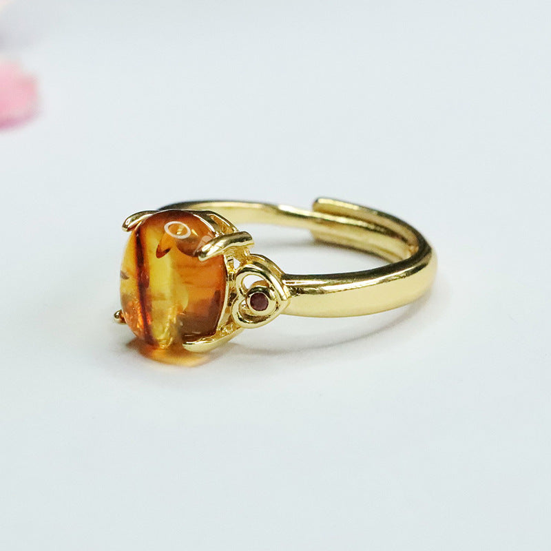 Amber and Zircon Sterling Silver Love Ring from Fortune's Favor Collection