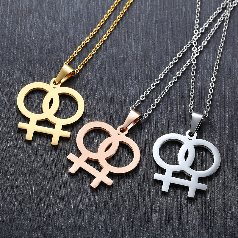 Double Venus Symbol Pendant — Chain Optional