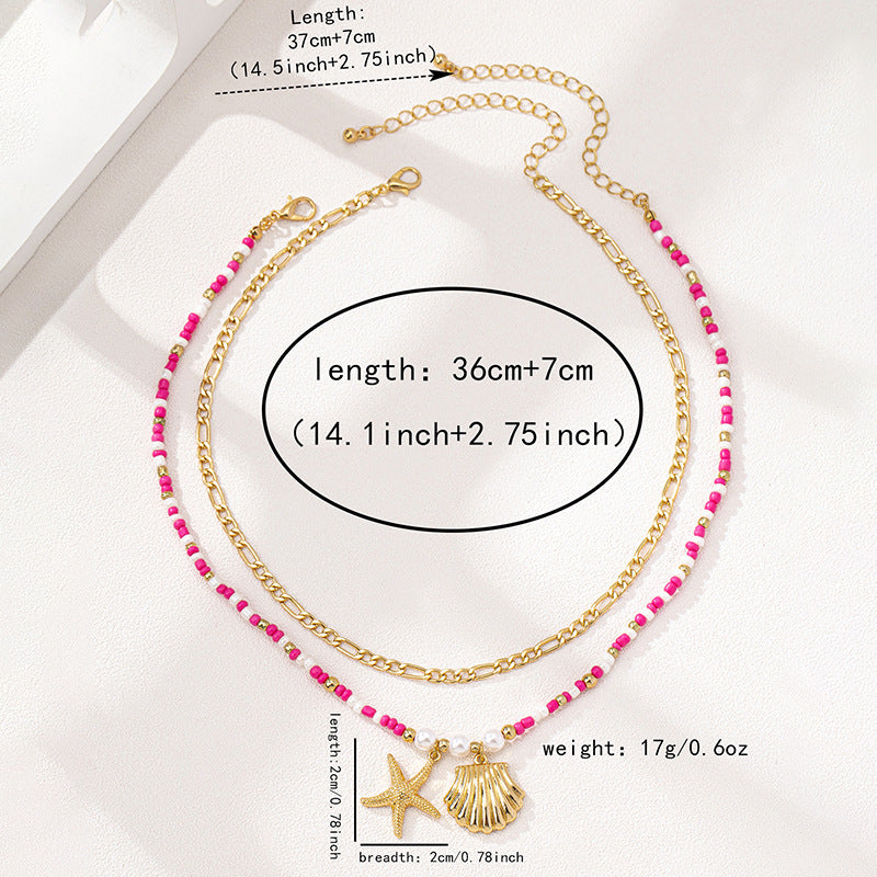 Bohemian Starfish Shell Necklace Set for Women by Planderful