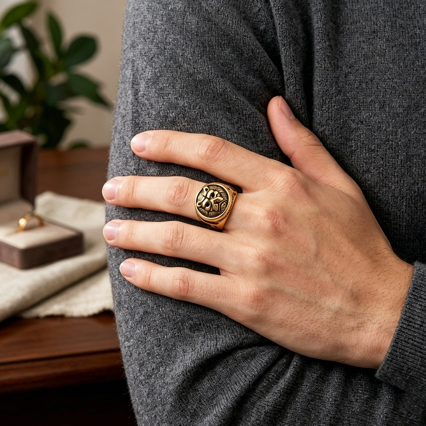 Lion Head Ring For Men And Unisex Stainless Steel Wide Band Bold Hip Hop Style By Planderful