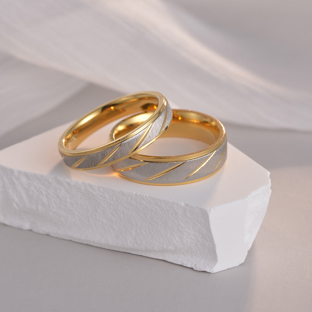 Two-Tone Titanium Ring Set for Cross-Border Couples in Europe and the USA