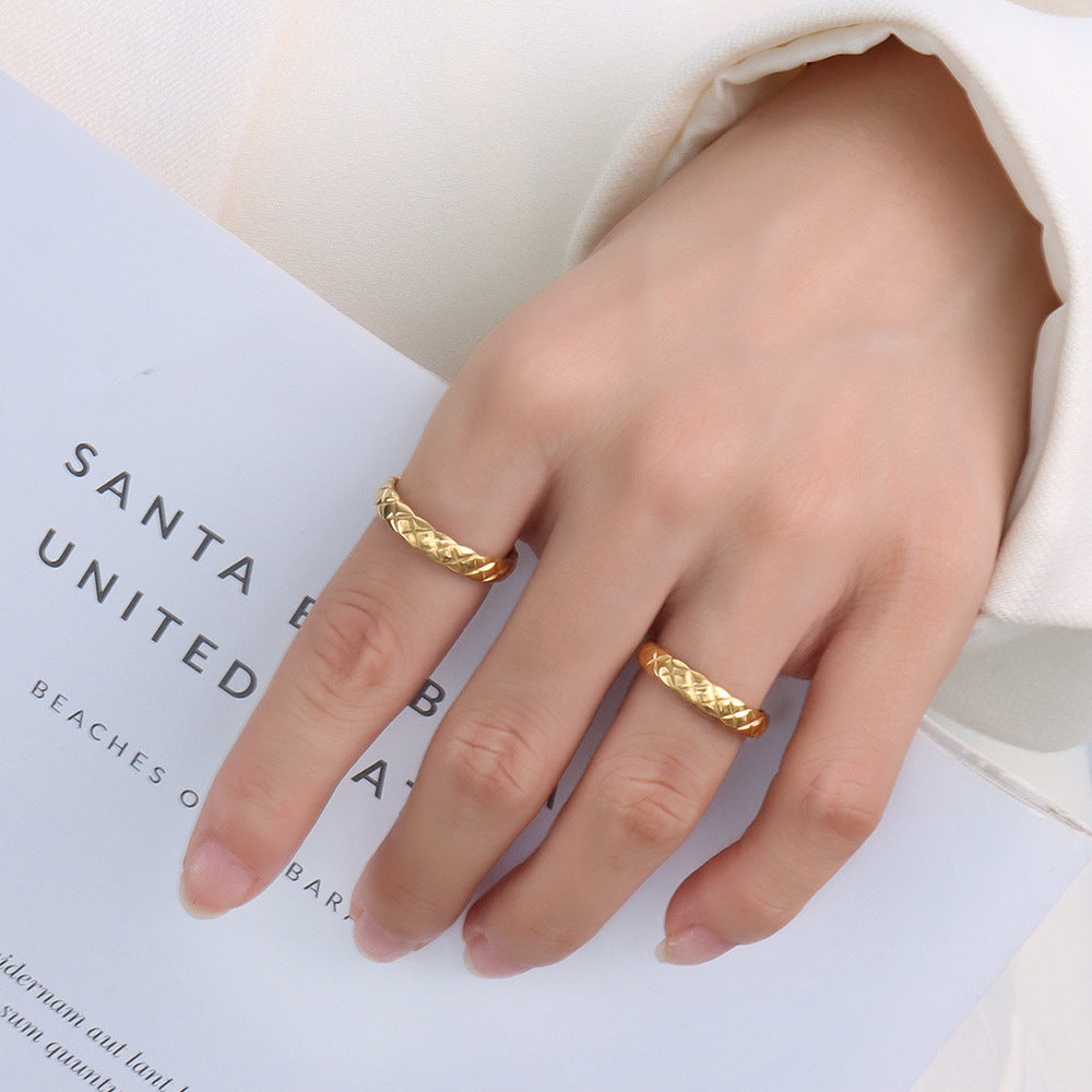 Golden Zircon French Style Ring with Retro Flair