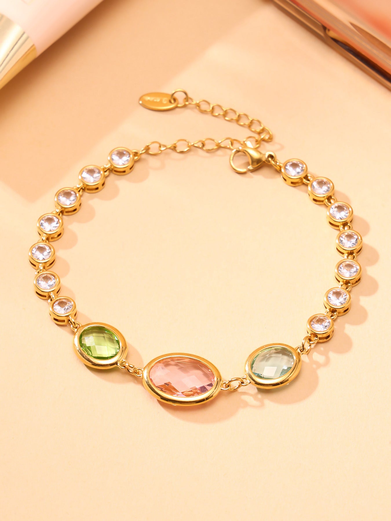 Planderful Crystal Glass Bracelet 18K Gold Plated For Women