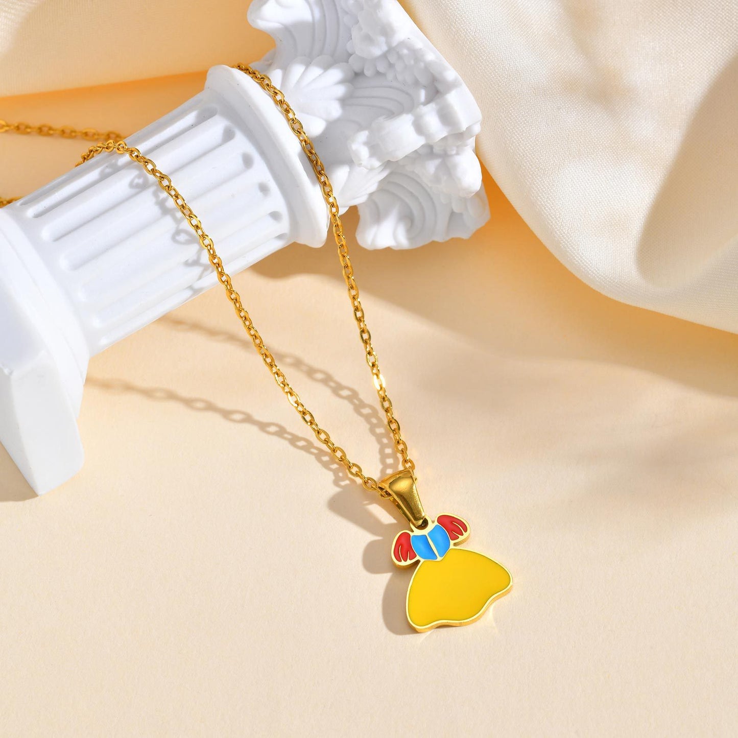 Stainless Steel Epoxy Bow Cute Super Cute Pendant Necklace