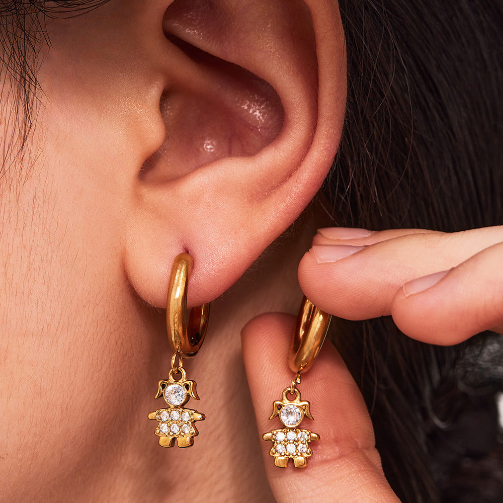 Planderful 18K Gold Plated Zircon Animal Earrings Women