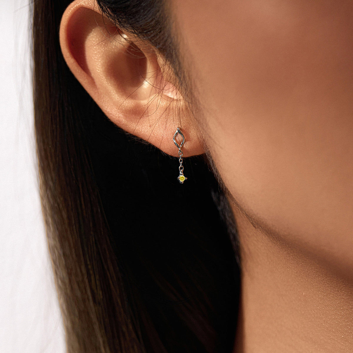 925 Sterling Silver Long Geometric Moissanite Earrings