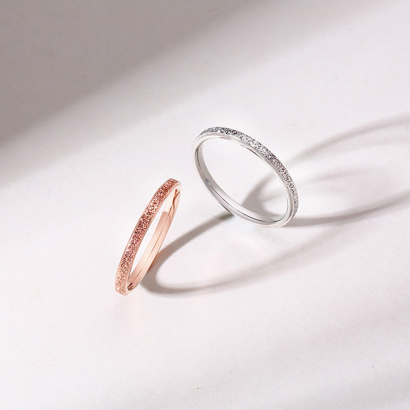Ring Ins Titanium Steel Frosted Stainless Steel Rose Gold Ladies Ring Wholesale Trinkets
